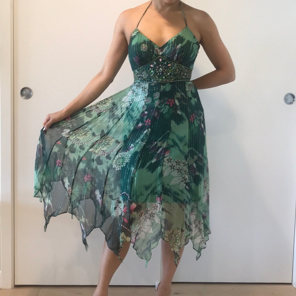 Embellished, sparkly chiffon party dress